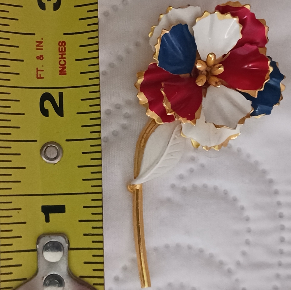 Sarah Cov. Cherries Small Haul With RWB Flower Brooch - Picture 8 of 8
